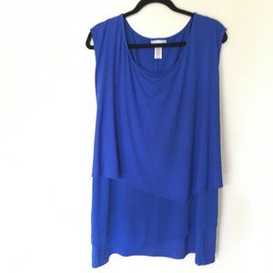 Blue sleeveless cascade waterfall top 5x